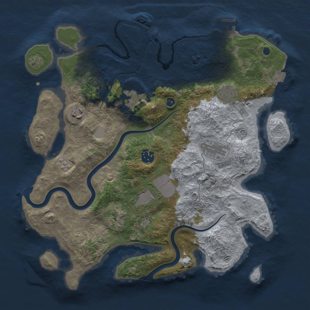 Rust Map: Procedural Map, Size: 3500, Seed: 473675956, 14 Monuments