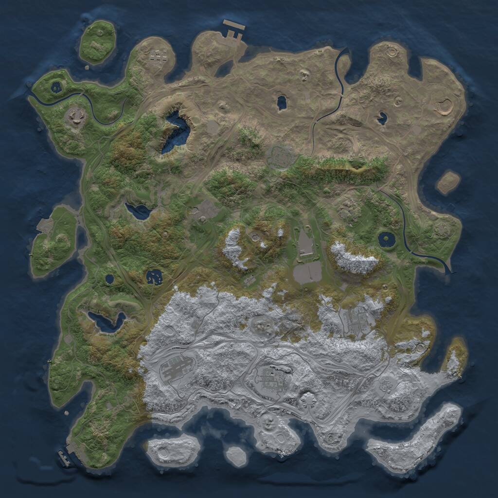 Rust Map: Procedural Map, Size: 4500, Seed: 134262345, 17 Monuments