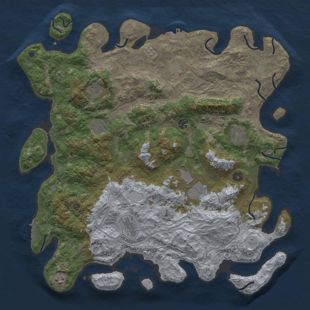 Rust Map: Procedural Map, Size: 4500, Seed: 134262345, 18 Monuments