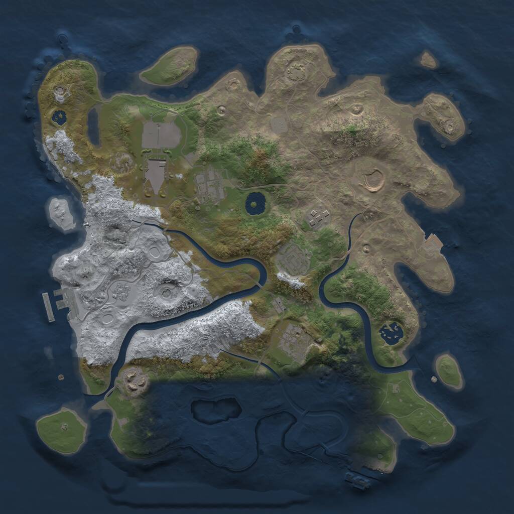 Rust Map: Procedural Map, Size: 3500, Seed: 348571, 14 Monuments