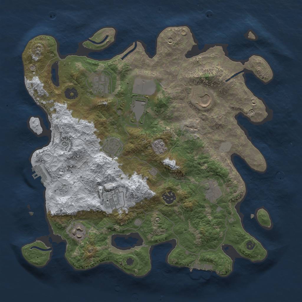 Rust Map: Procedural Map, Size: 3500, Seed: 348571, 18 Monuments