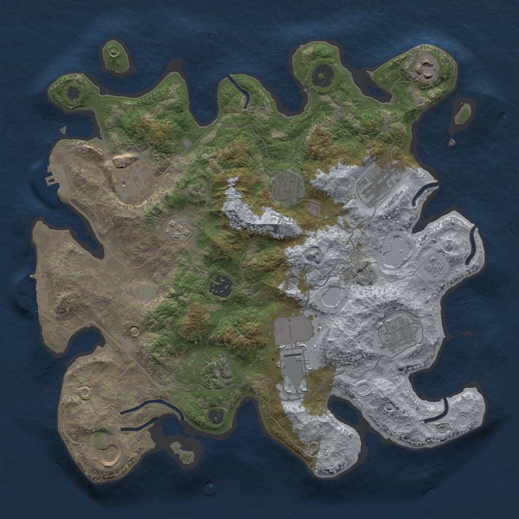 Rust Map: Procedural Map, Size: 3500, Seed: 818001, 19 Monuments