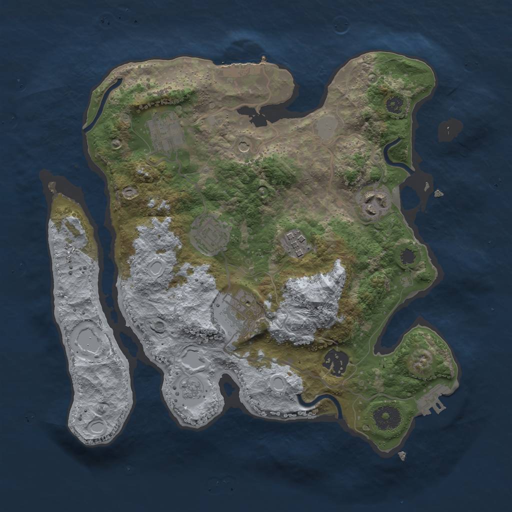 Rust Map: Procedural Map, Size: 3000, Seed: 46162, 13 Monuments