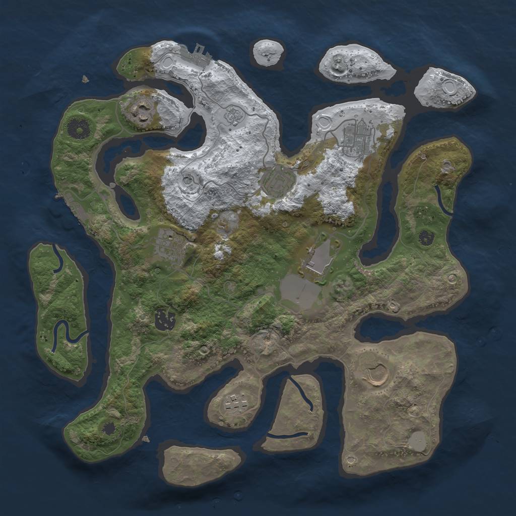 Rust Map: Procedural Map, Size: 3500, Seed: 1011445, 17 Monuments