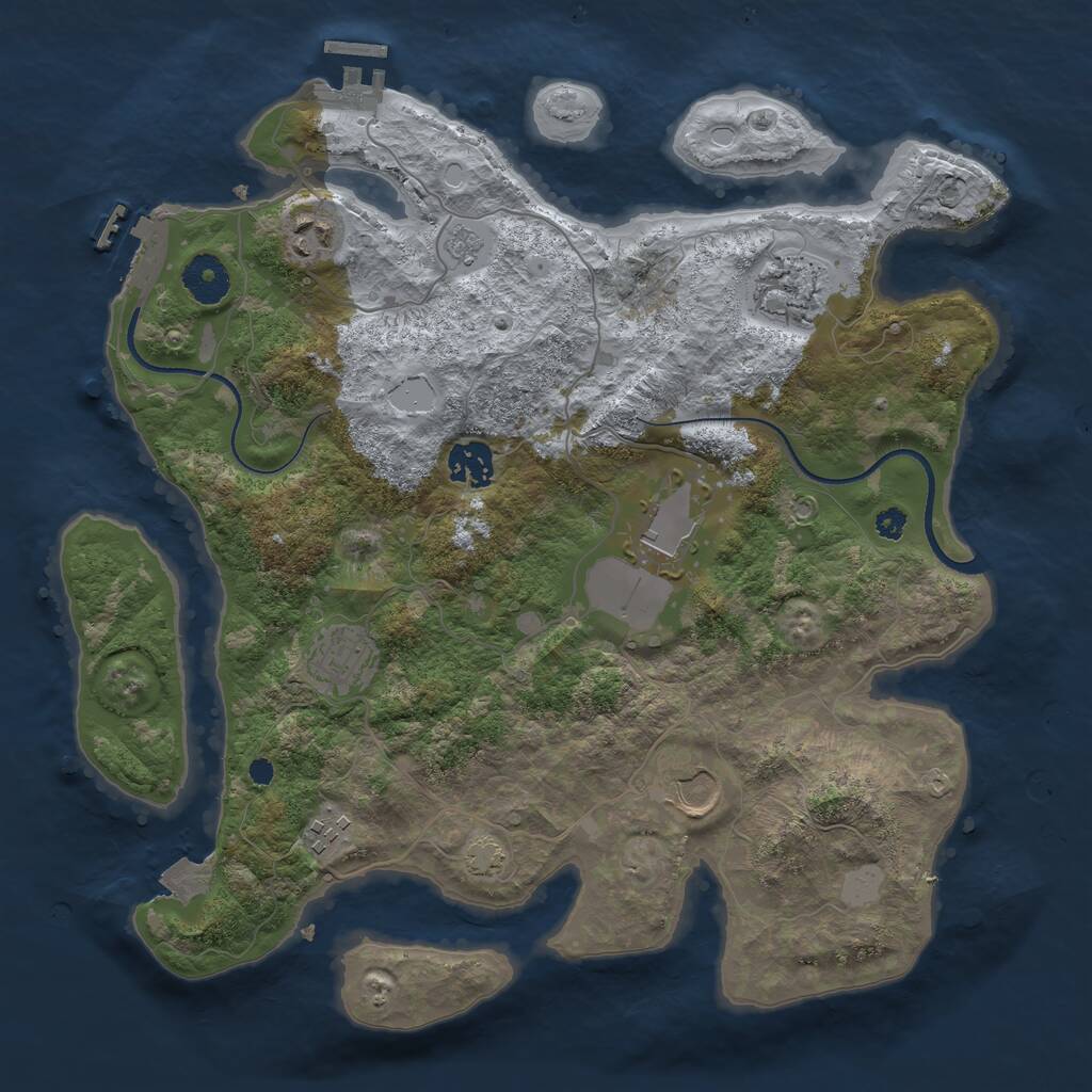 Rust Map: Procedural Map, Size: 3500, Seed: 1011445, 12 Monuments