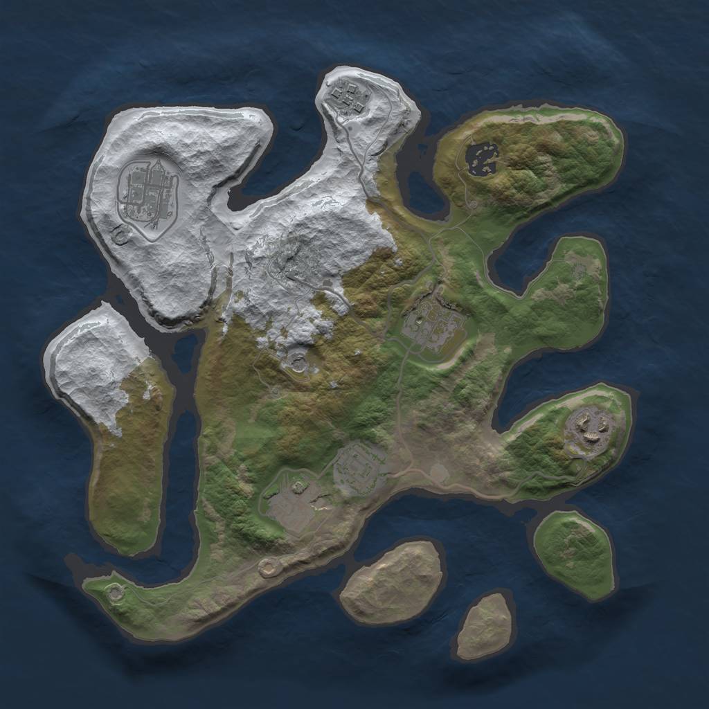 Rust Map: Barren, Size: 3000, Seed: 792100031, 10 Monuments