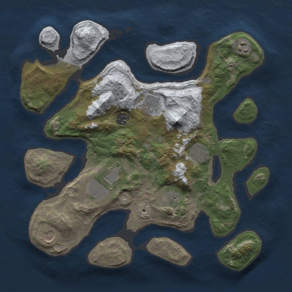Rust Map: Barren, Size: 3500, Seed: 1991, 11 Monuments