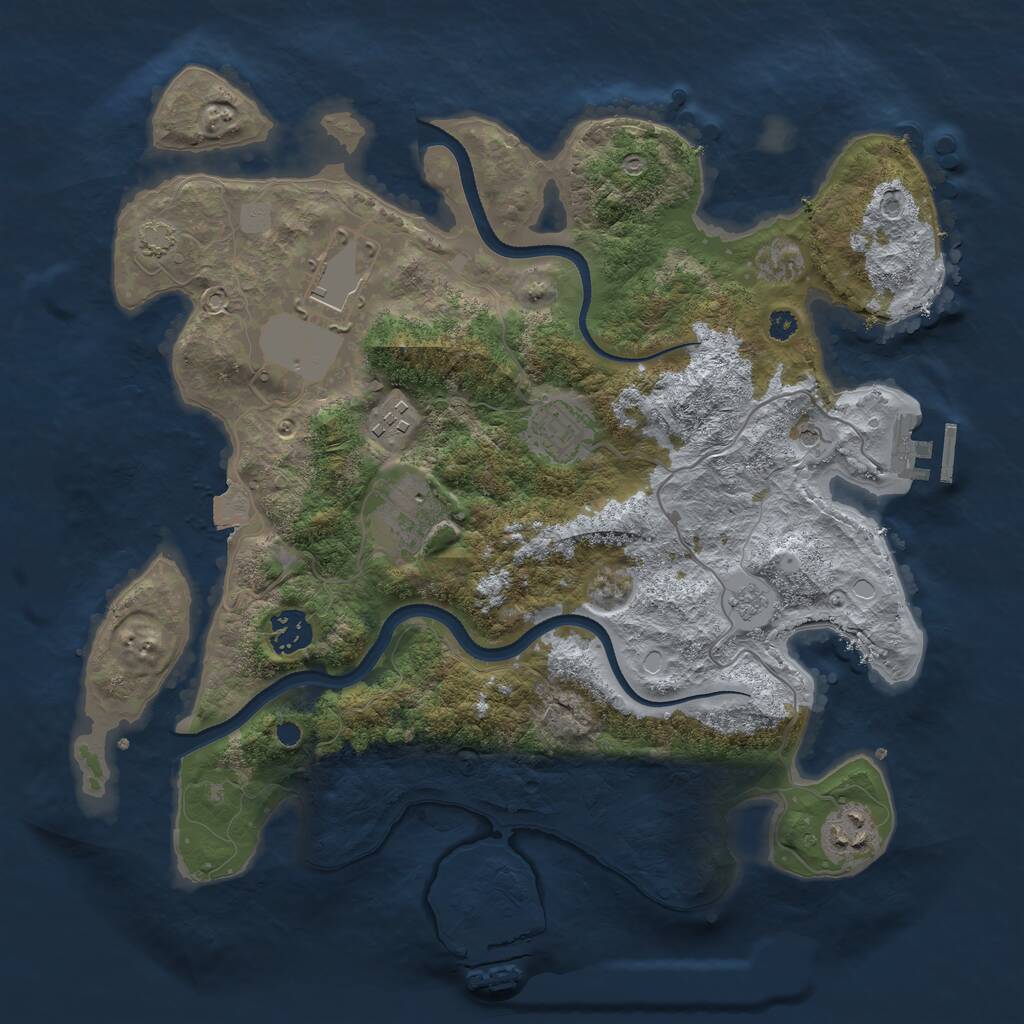 Rust Map: Procedural Map, Size: 3500, Seed: 572041591, 12 Monuments