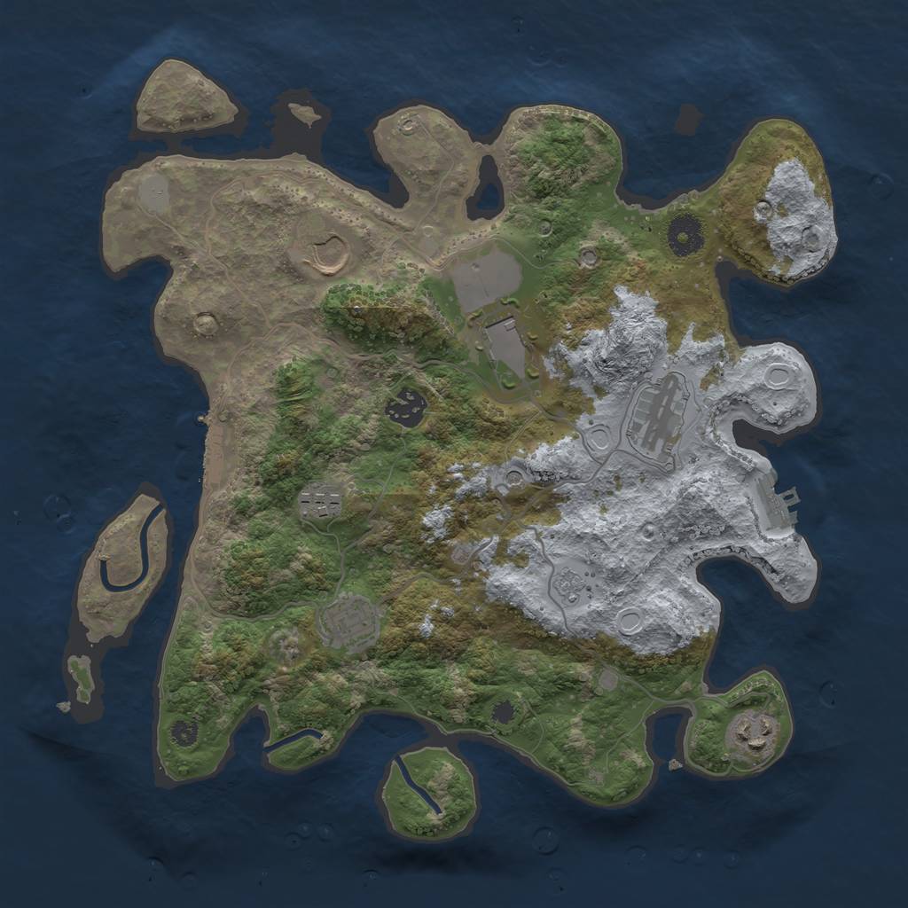 Rust Map: Procedural Map, Size: 3500, Seed: 572041591, 16 Monuments