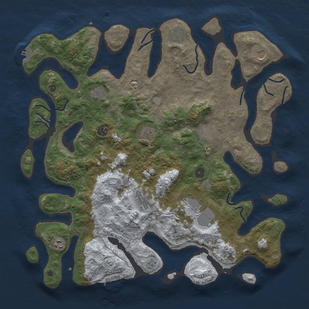 Rust Map: Procedural Map, Size: 4500, Seed: 4791843, 19 Monuments