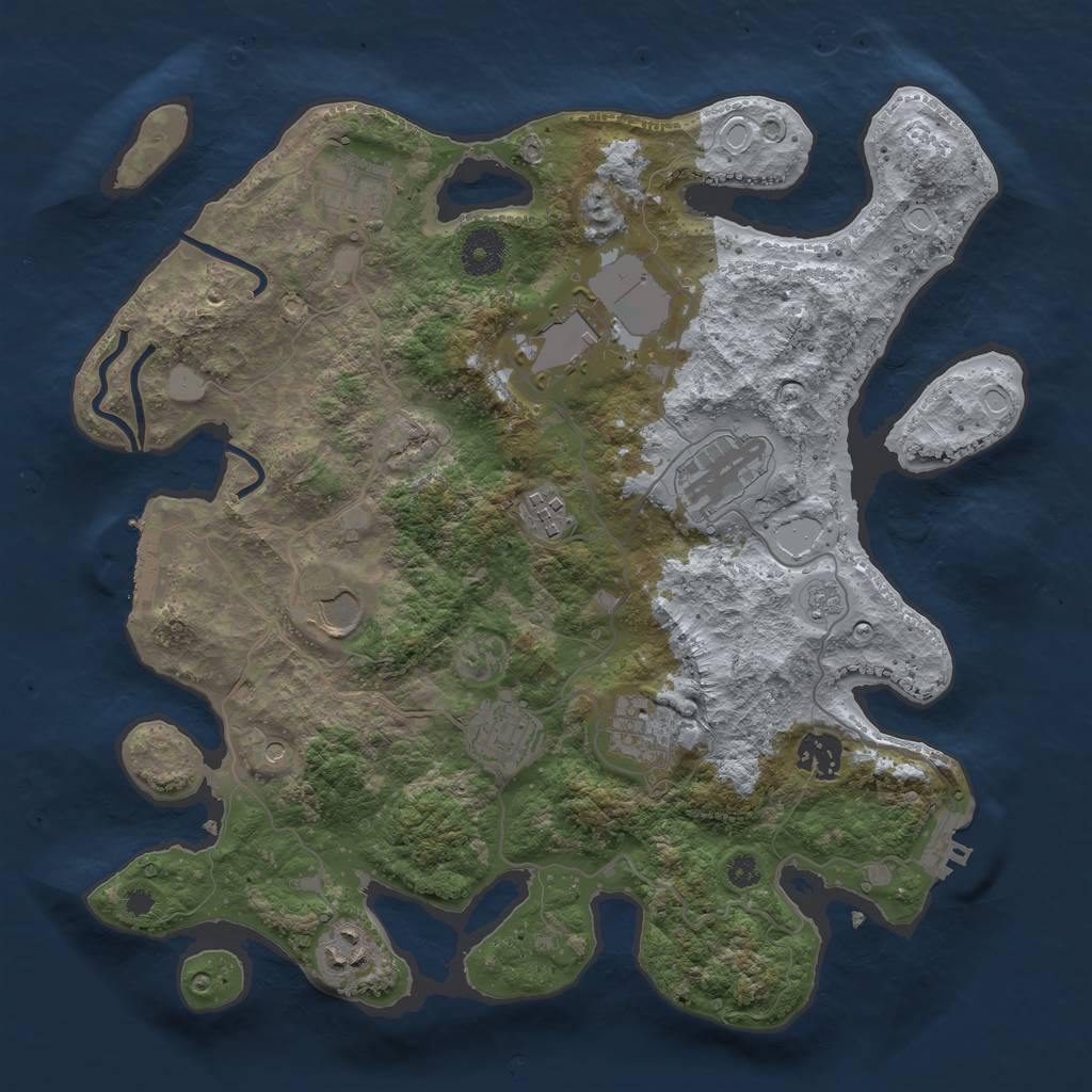 Rust Map: Procedural Map, Size: 3500, Seed: 611107978, 16 Monuments