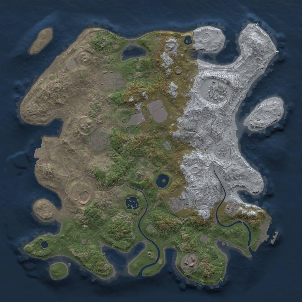 Rust Map: Procedural Map, Size: 3500, Seed: 611107978, 13 Monuments