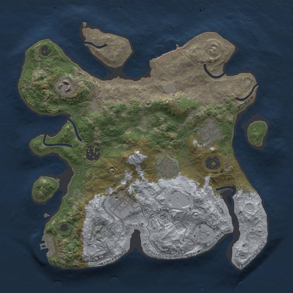 Rust Map: Procedural Map, Size: 3000, Seed: 575373, 14 Monuments