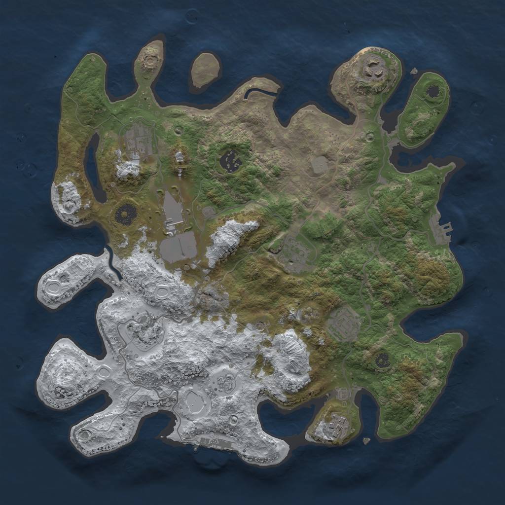 Rust Map: Procedural Map, Size: 3500, Seed: 4233317, 17 Monuments