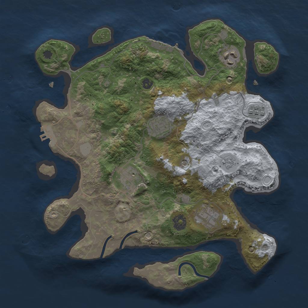 Rust Map: Procedural Map, Size: 3000, Seed: 243572, 14 Monuments