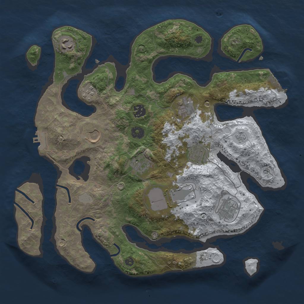 Rust Map: Procedural Map, Size: 3500, Seed: 5420073, 18 Monuments