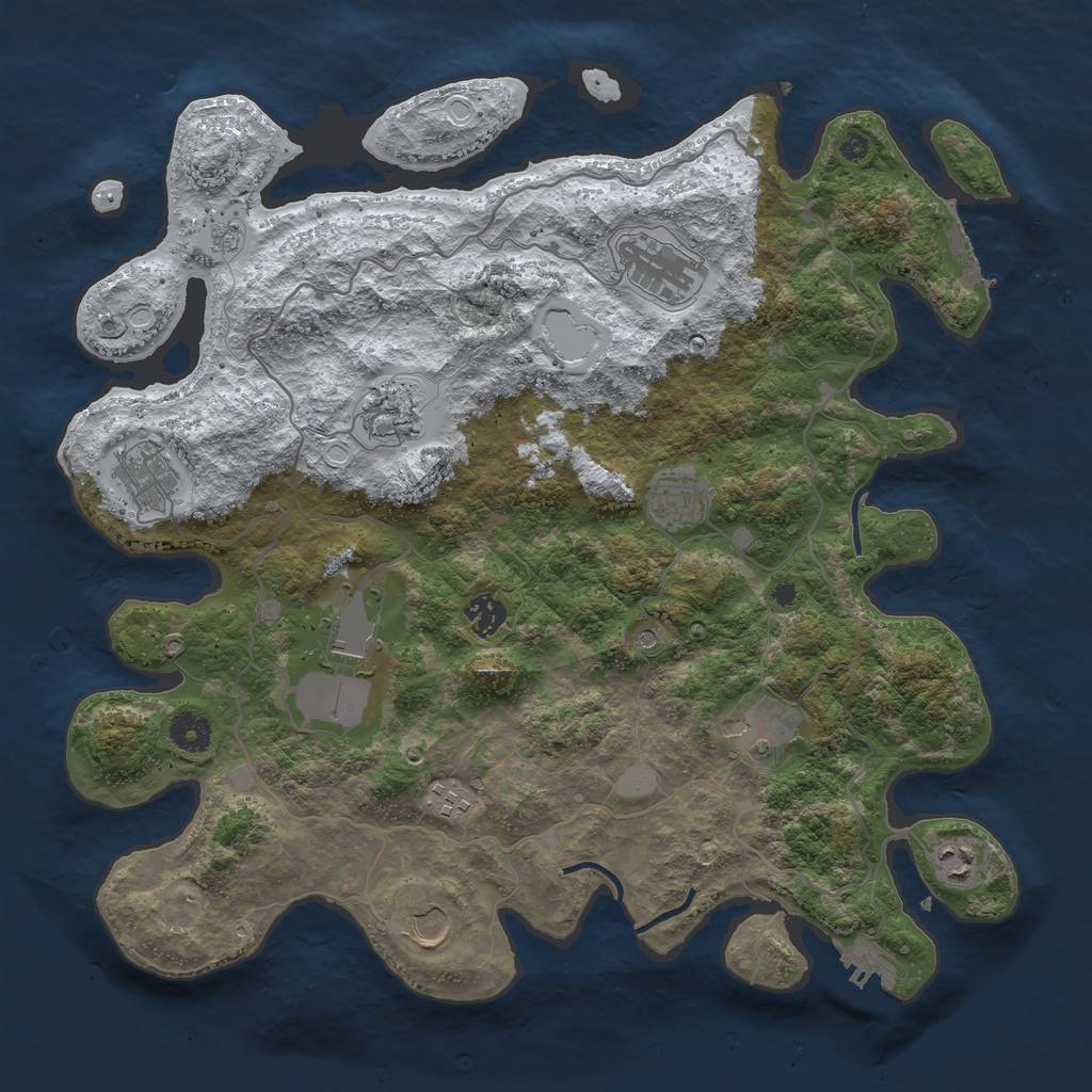 Rust Map: Procedural Map, Size: 4000, Seed: 2082070437, 19 Monuments