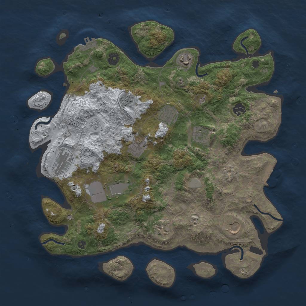 Rust Map: Procedural Map, Size: 3750, Seed: 356980158, 19 Monuments