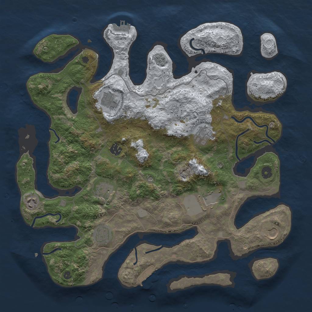 Rust Map: Procedural Map, Size: 4000, Seed: 5758777, 18 Monuments