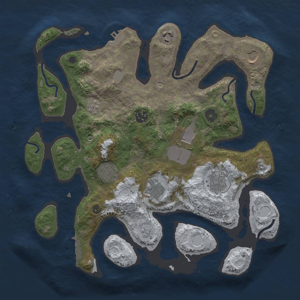 Rust Map: Procedural Map, Size: 3500, Seed: 2127498395, 17 Monuments