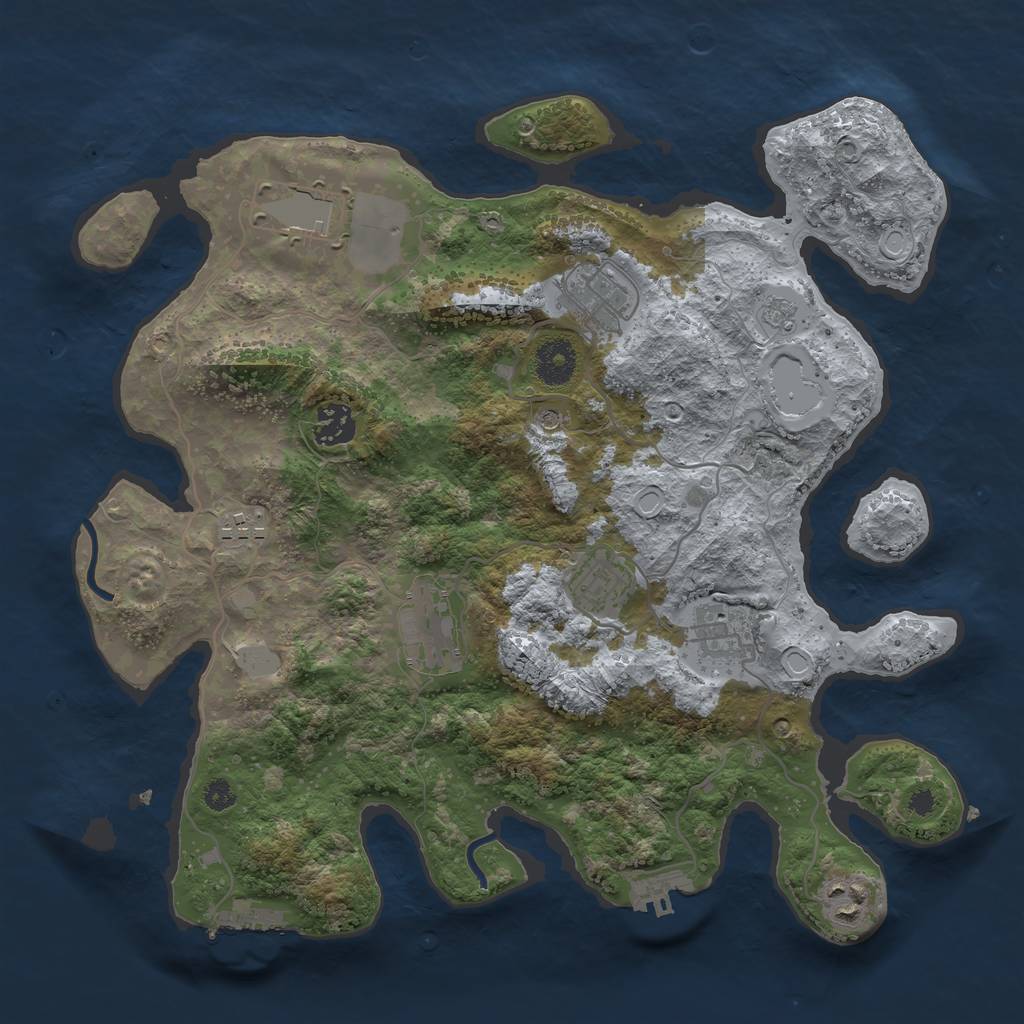 Rust Map: Procedural Map, Size: 3500, Seed: 83670594, 17 Monuments