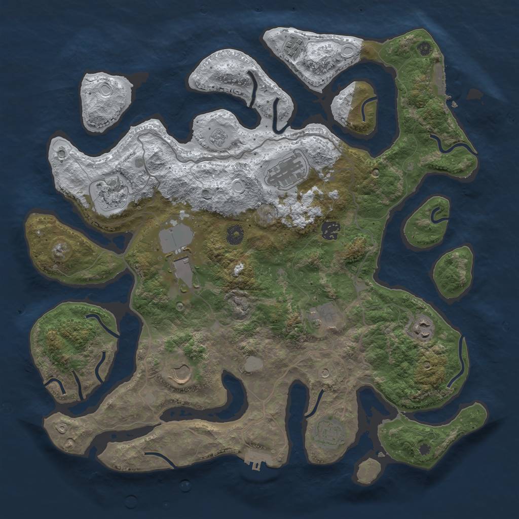 Rust Map: Procedural Map, Size: 4000, Seed: 484865152, 18 Monuments