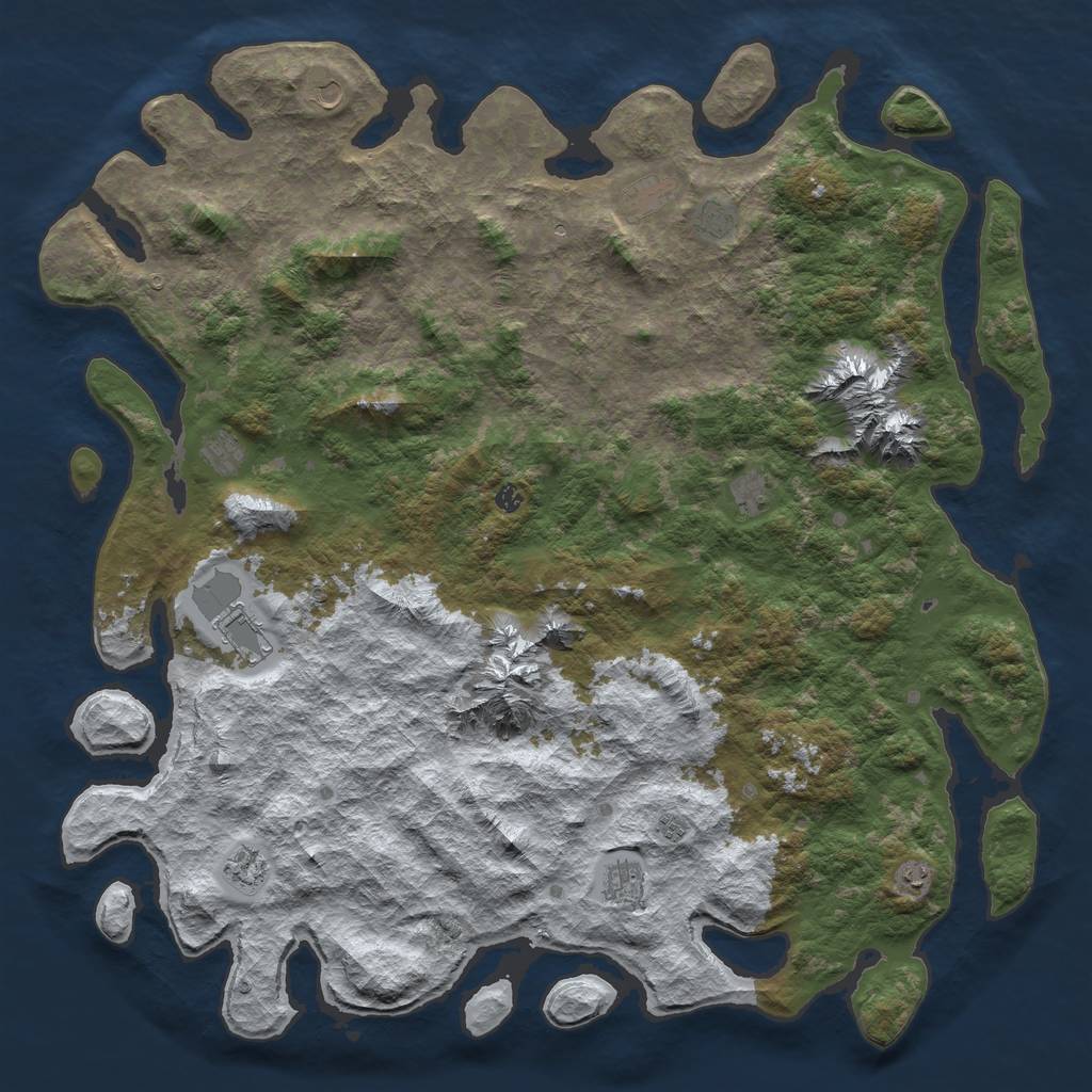 Rust Map: Barren, Size: 6000, Seed: 1705260015, 14 Monuments