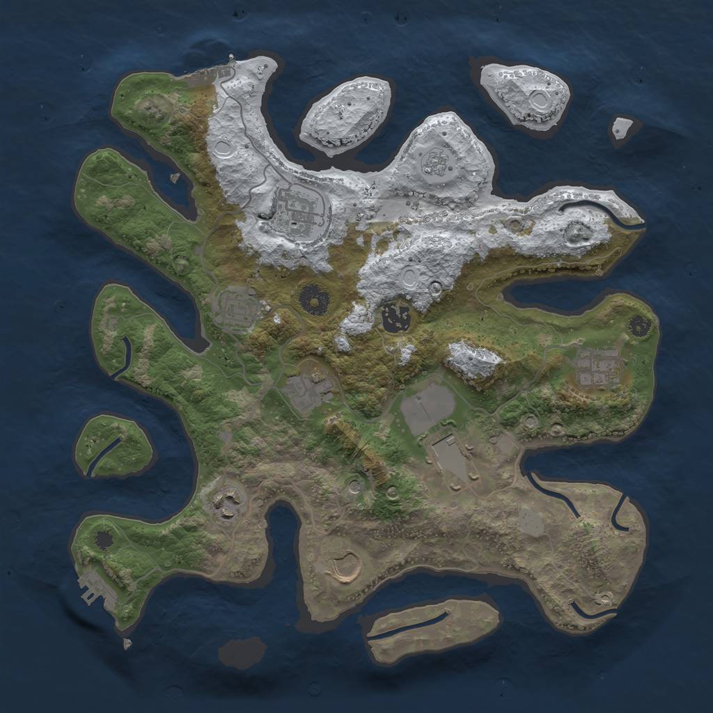 Rust Map: Procedural Map, Size: 3500, Seed: 2994345, 17 Monuments