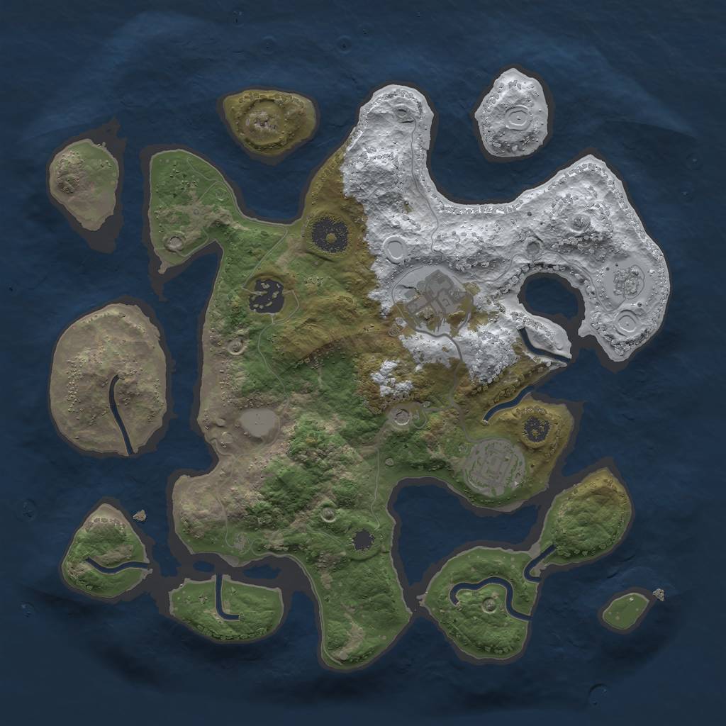 Rust Map: Procedural Map, Size: 3000, Seed: 55325, 10 Monuments