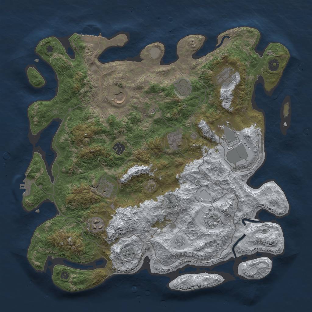 Rust Map: Procedural Map, Size: 4000, Seed: 48122, 19 Monuments