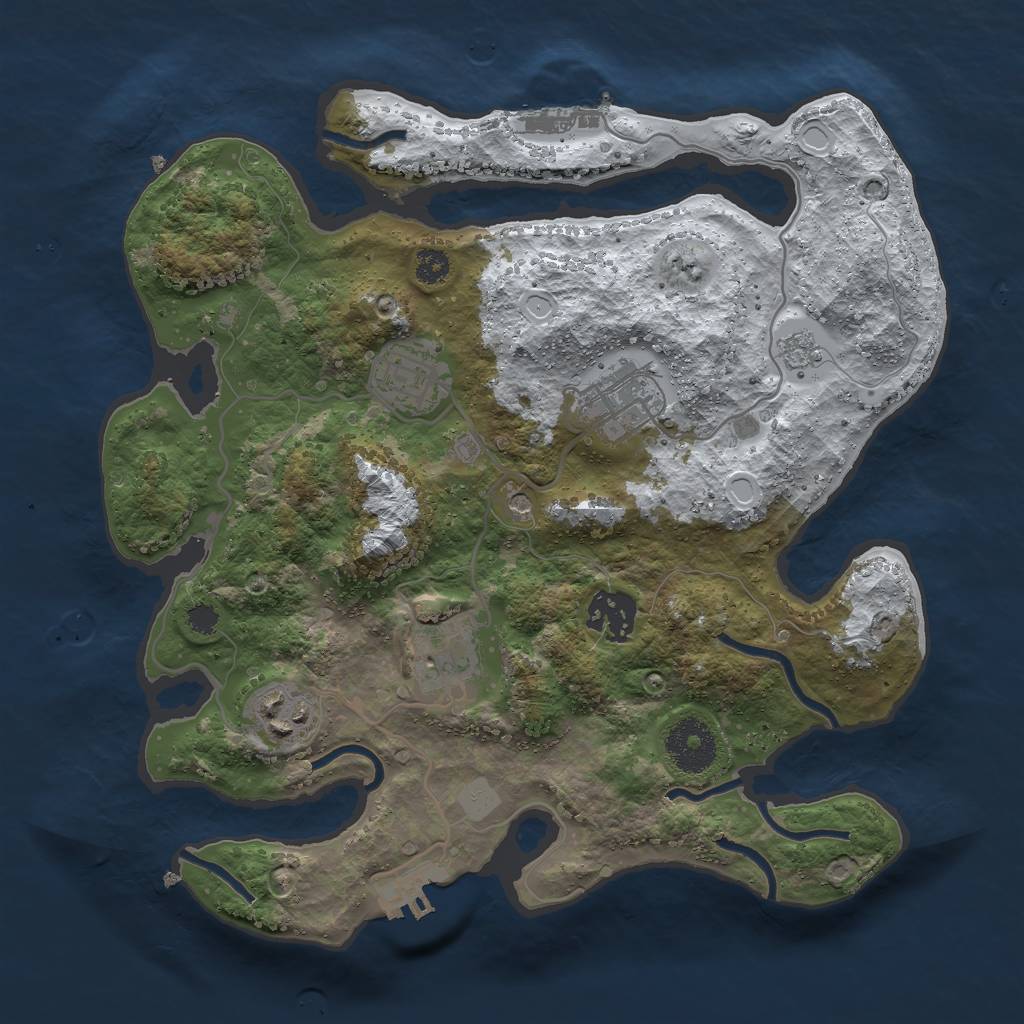 Rust Map: Procedural Map, Size: 3000, Seed: 972127, 14 Monuments