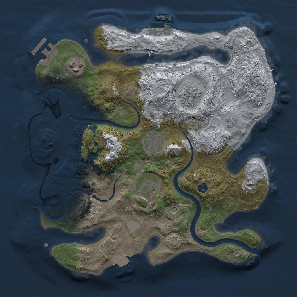 Rust Map: Procedural Map, Size: 3000, Seed: 972127, 11 Monuments