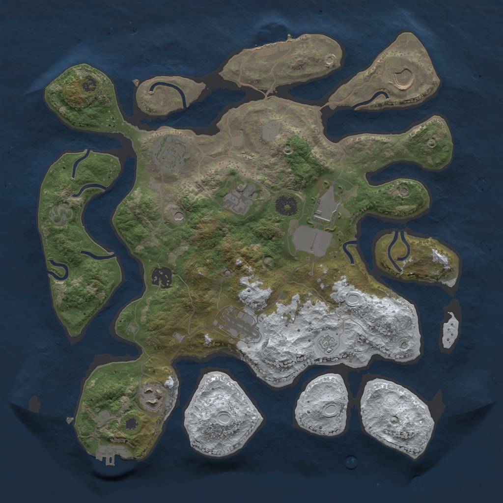 Rust Map: Procedural Map, Size: 3500, Seed: 1092734, 16 Monuments