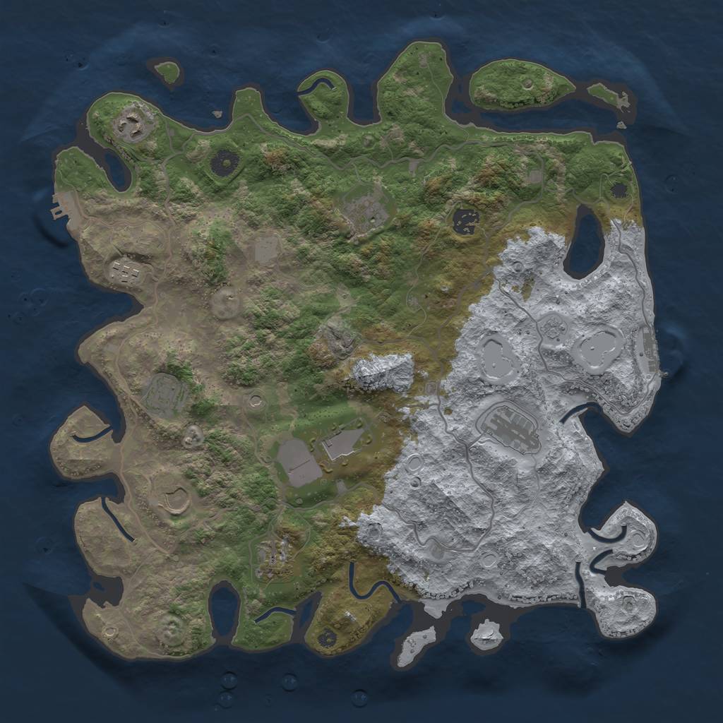 Rust Map: Procedural Map, Size: 4000, Seed: 1885363, 18 Monuments