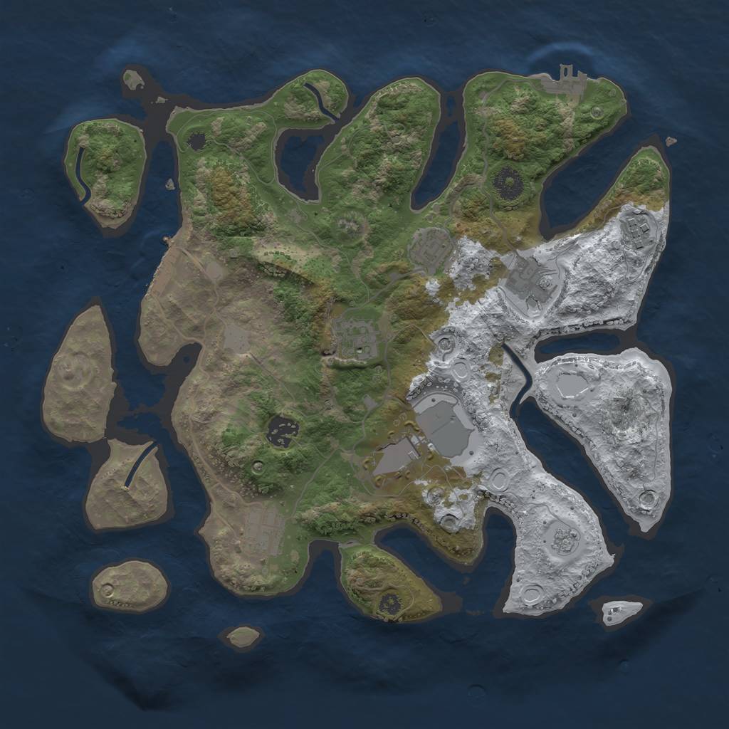 Rust Map: Procedural Map, Size: 3500, Seed: 4706968, 16 Monuments