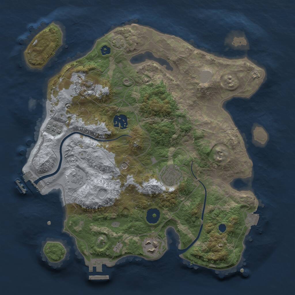 Rust Map: Procedural Map, Size: 3000, Seed: 201876, 11 Monuments