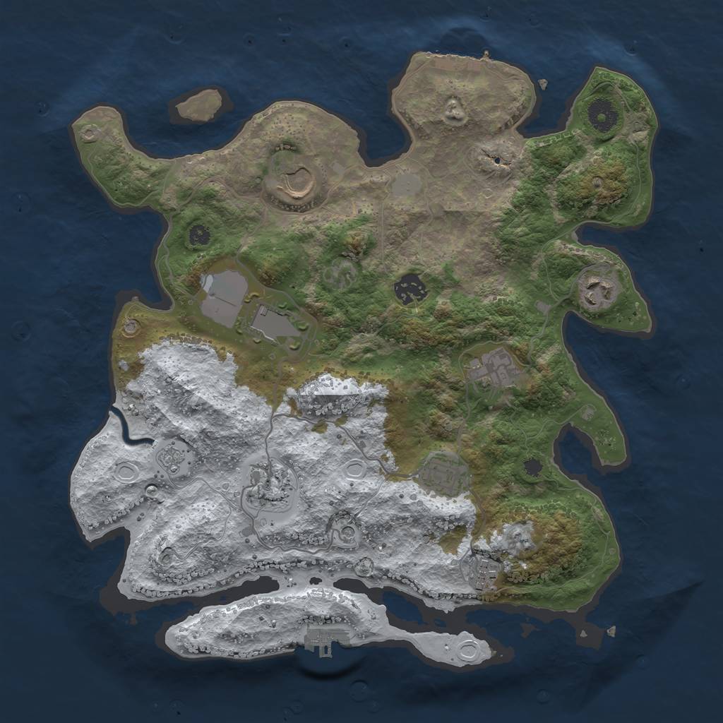 Rust Map: Procedural Map, Size: 3500, Seed: 456546, 17 Monuments