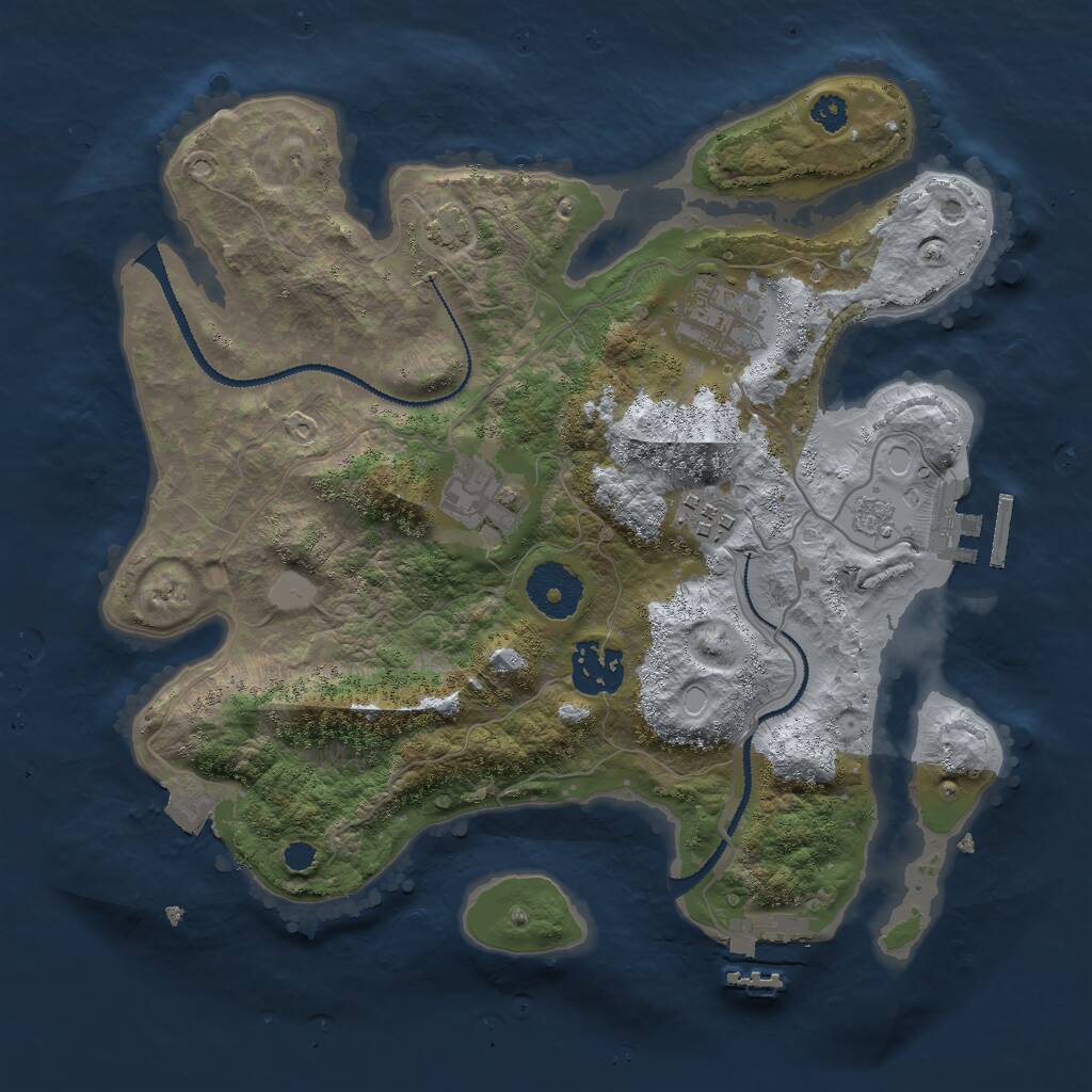 Rust Map: Procedural Map, Size: 3000, Seed: 127257, 9 Monuments