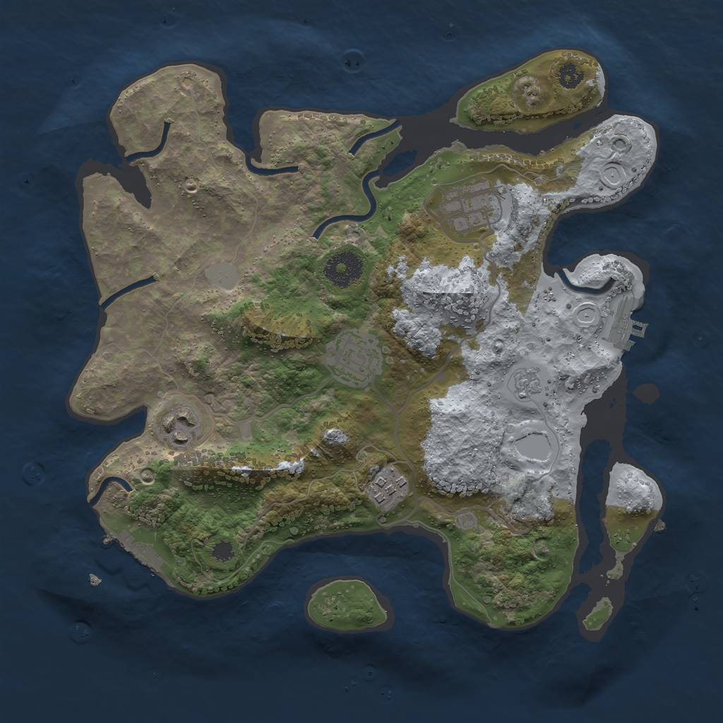 Rust Map: Procedural Map, Size: 3000, Seed: 127257, 12 Monuments