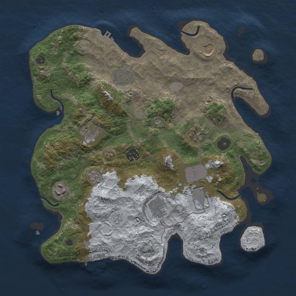 Rust Map: Procedural Map, Size: 3500, Seed: 974504, 18 Monuments