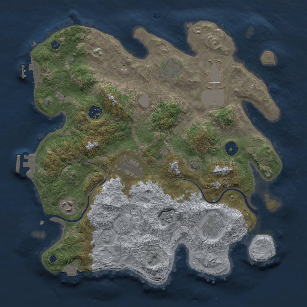 Rust Map: Procedural Map, Size: 3500, Seed: 974504, 13 Monuments