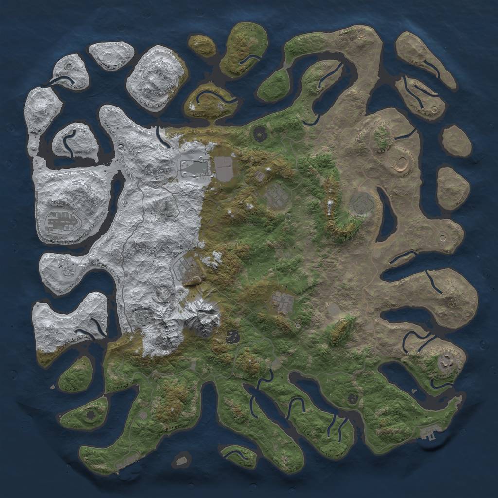 Rust Map: Procedural Map, Size: 5000, Seed: 326598, 19 Monuments