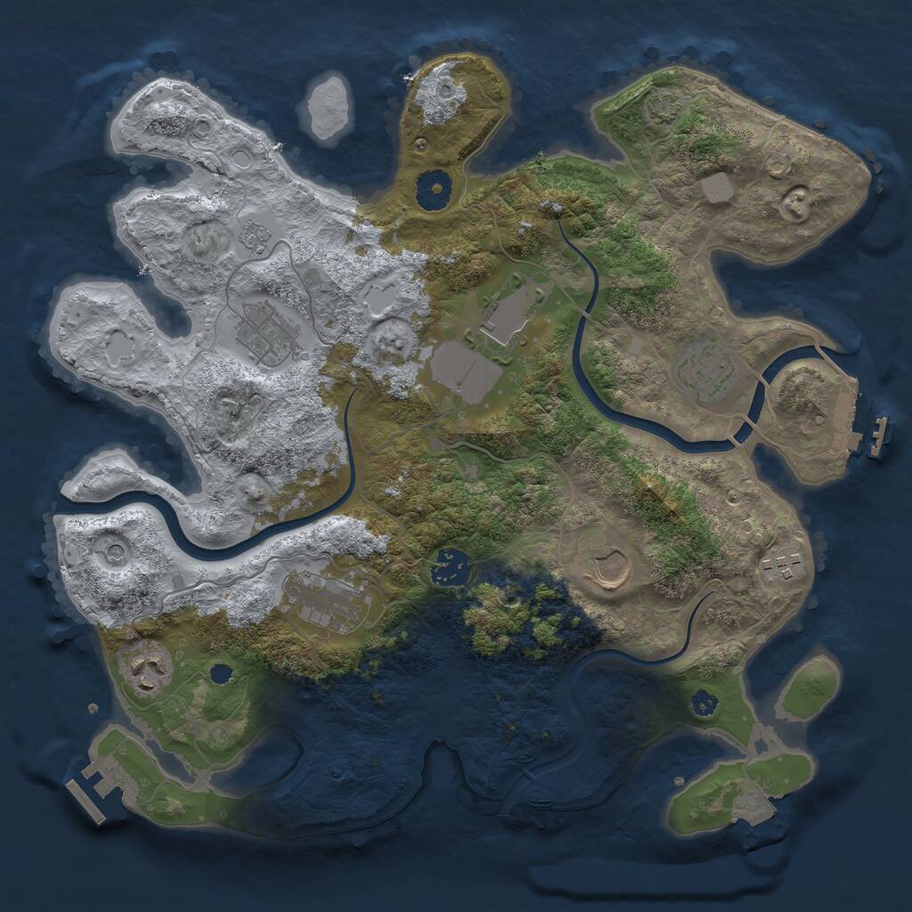 Rust Map: Procedural Map, Size: 3500, Seed: 1540698536, 14 Monuments