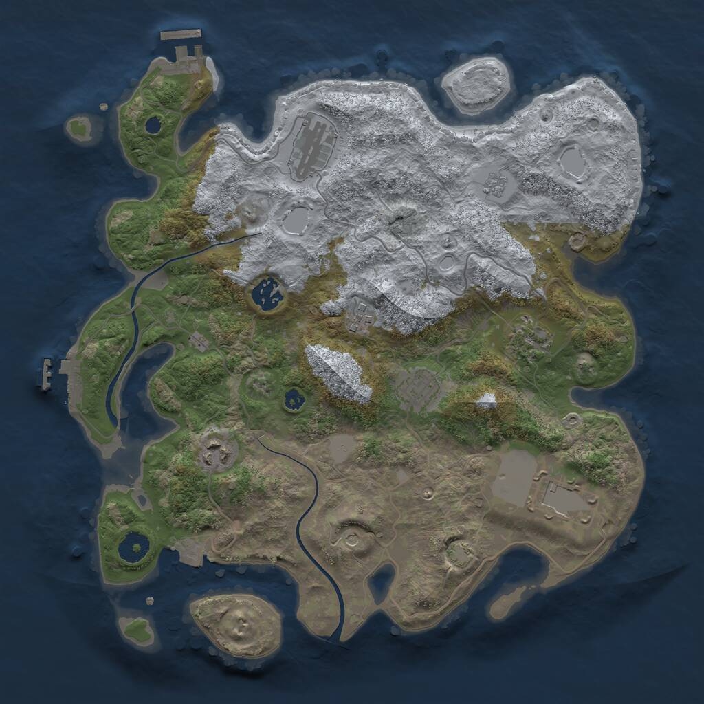 Rust Map: Procedural Map, Size: 3500, Seed: 3060405, 13 Monuments