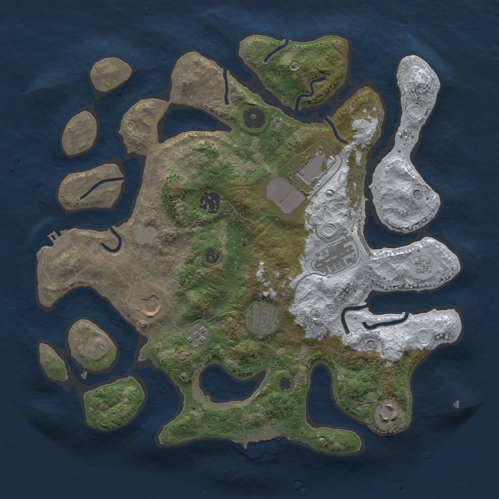 Rust Map: Procedural Map, Size: 3500, Seed: 840046989, 16 Monuments