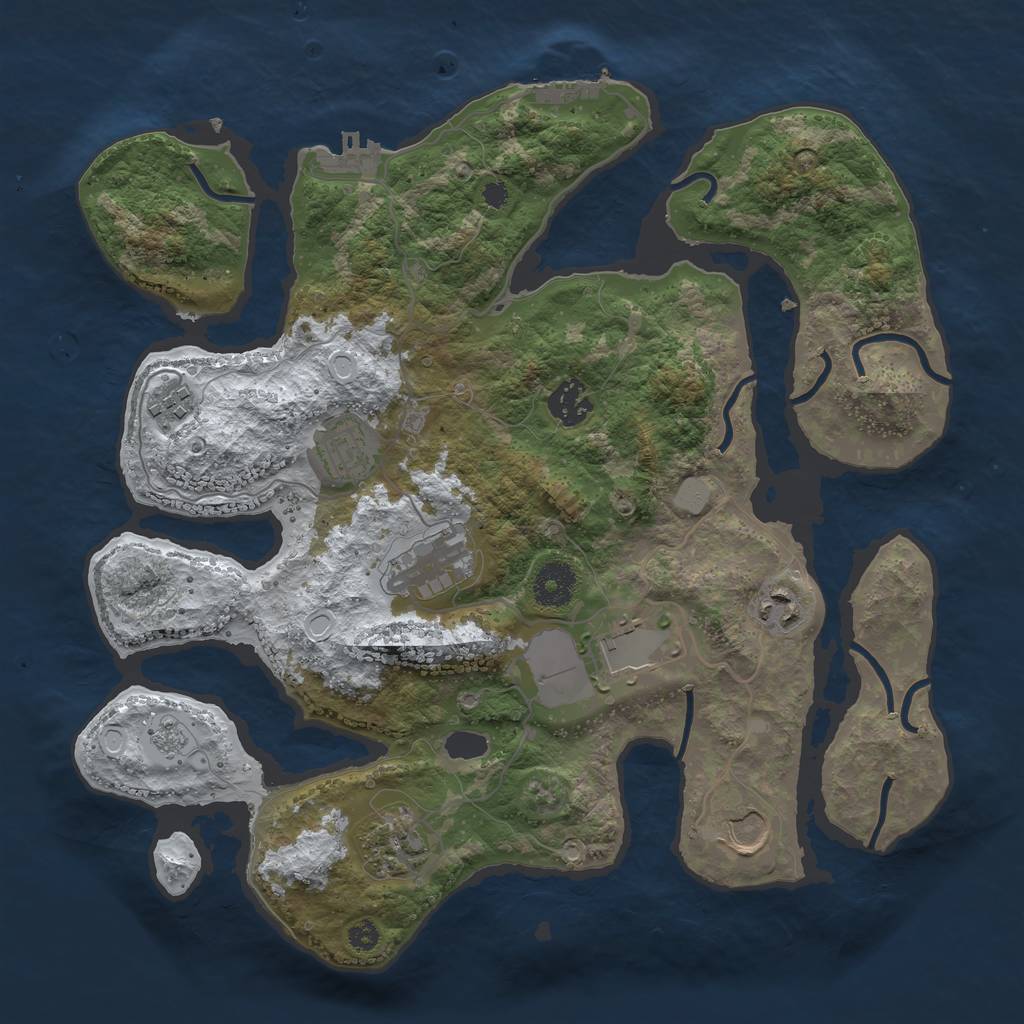 Rust Map: Procedural Map, Size: 3500, Seed: 1985458, 16 Monuments