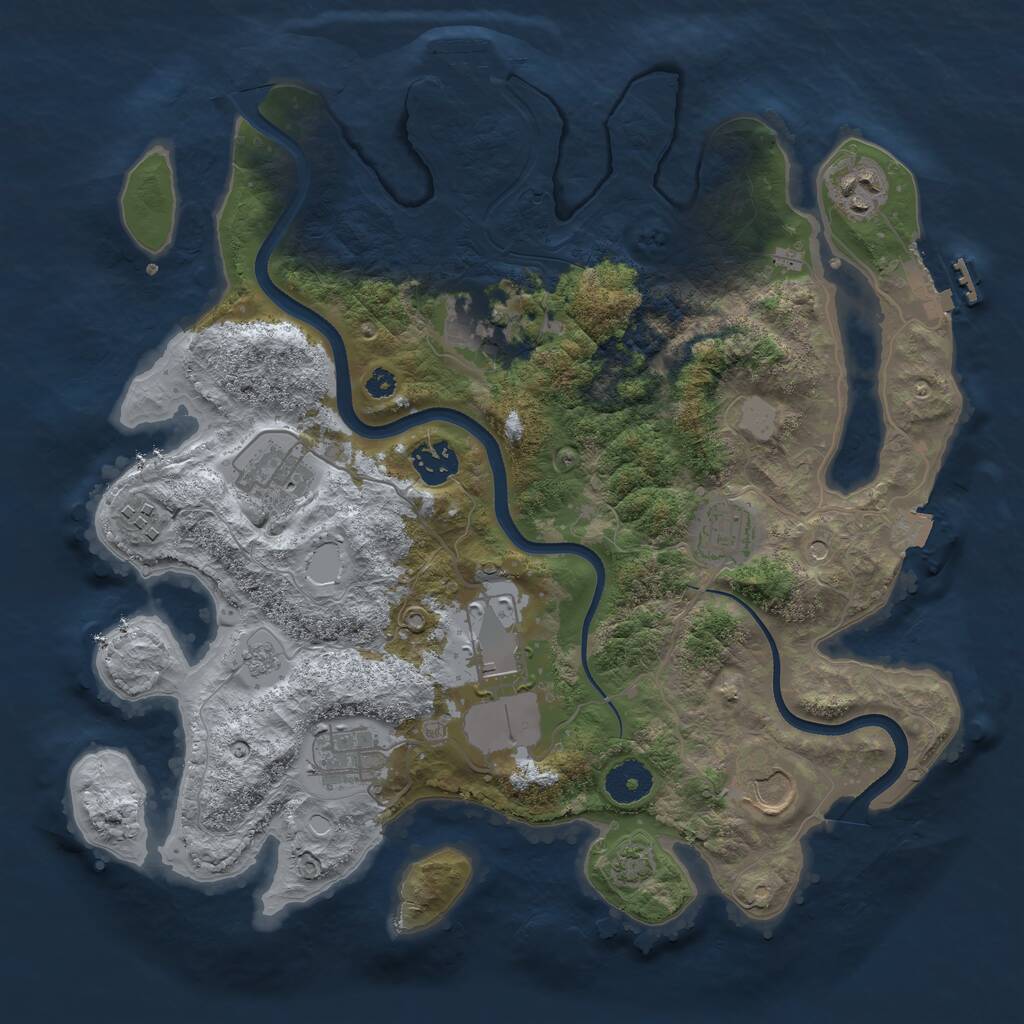 Rust Map: Procedural Map, Size: 3500, Seed: 242288, 15 Monuments