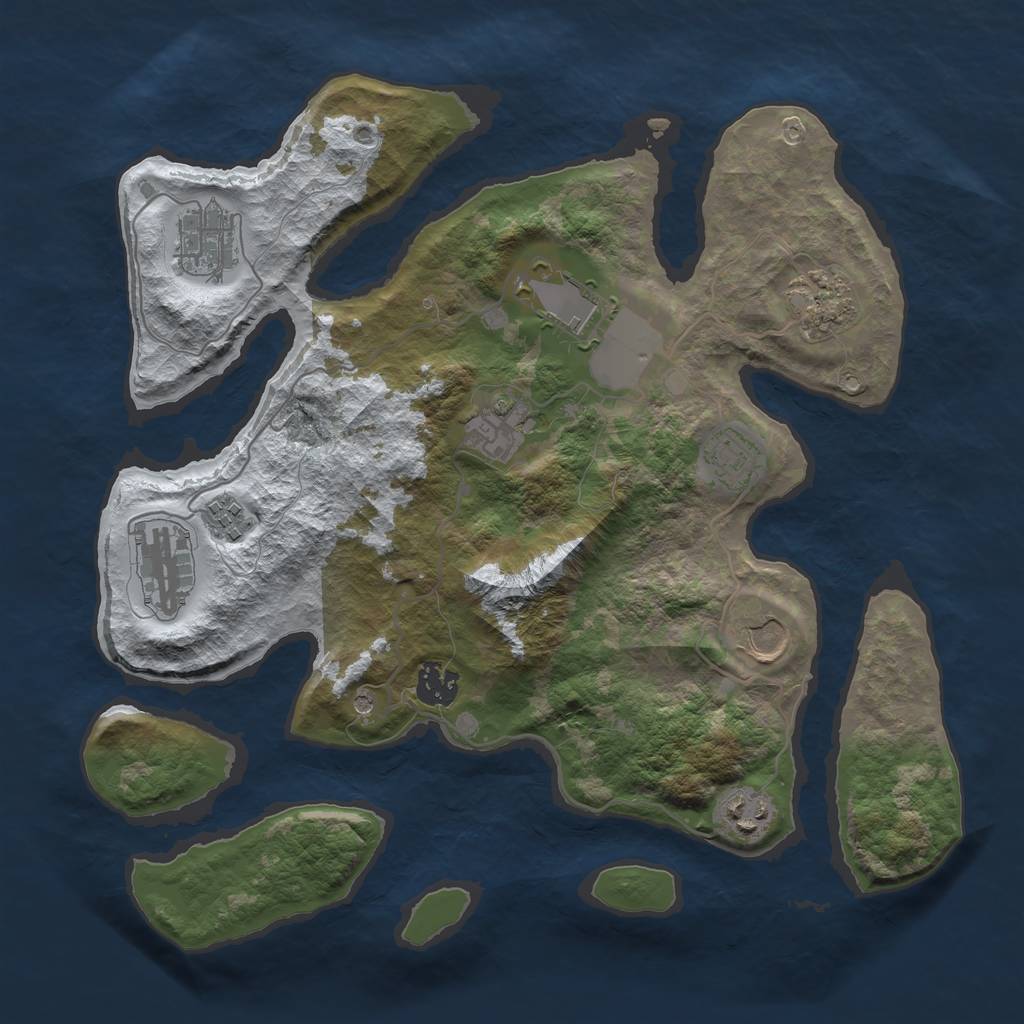 Rust Map: Barren, Size: 3500, Seed: 1782037383, 13 Monuments