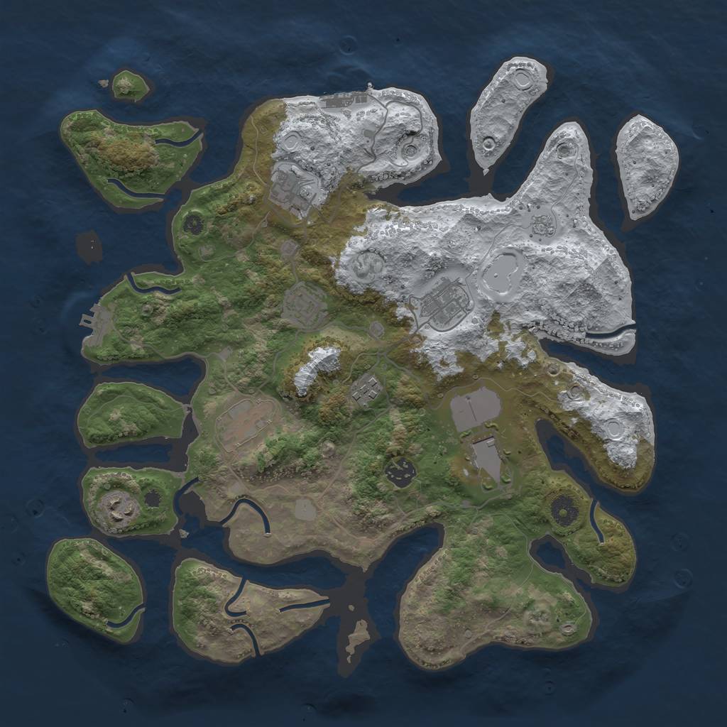 Rust Map: Procedural Map, Size: 3800, Seed: 579134682, 17 Monuments