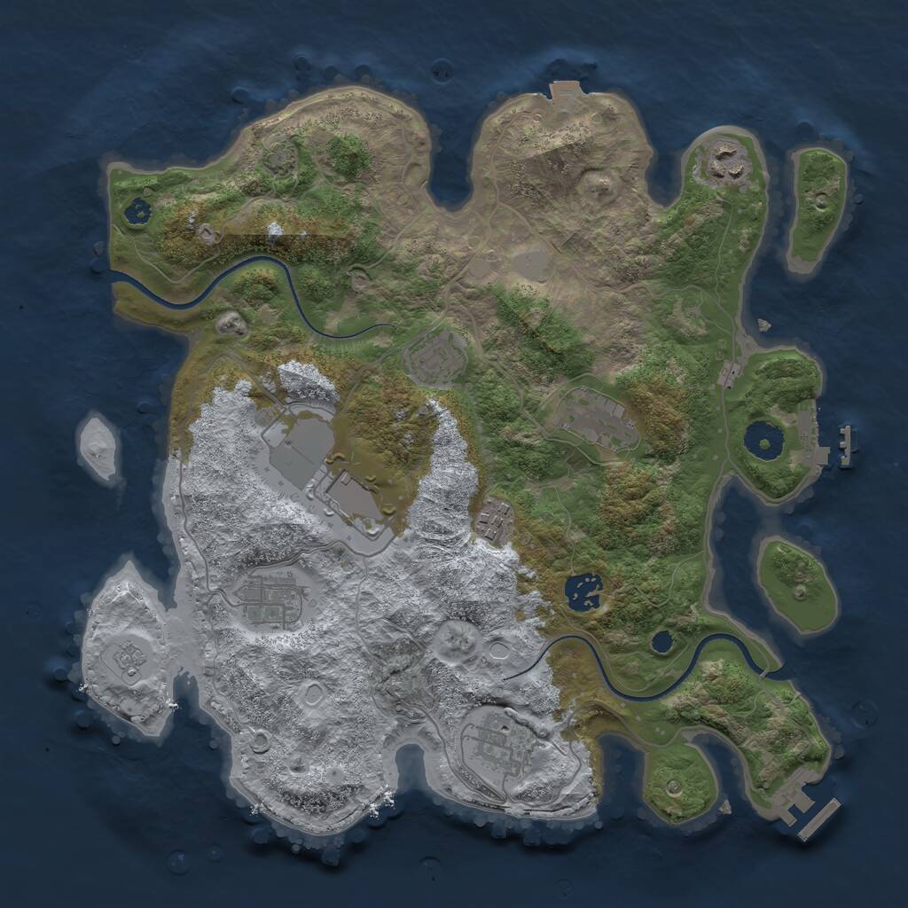 Rust Map: Procedural Map, Size: 3500, Seed: 7077, 13 Monuments